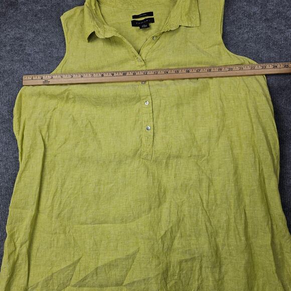 Tahari Dress Womens 2X Chartreuse Linen Sleeveless Popover Coastal Beach Tropics - Picture 3 of 6
